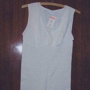 Womens Stretch Sleeveless CAMISOLE TANK TOP White Sz 3 EU Small US 25" L Italy G